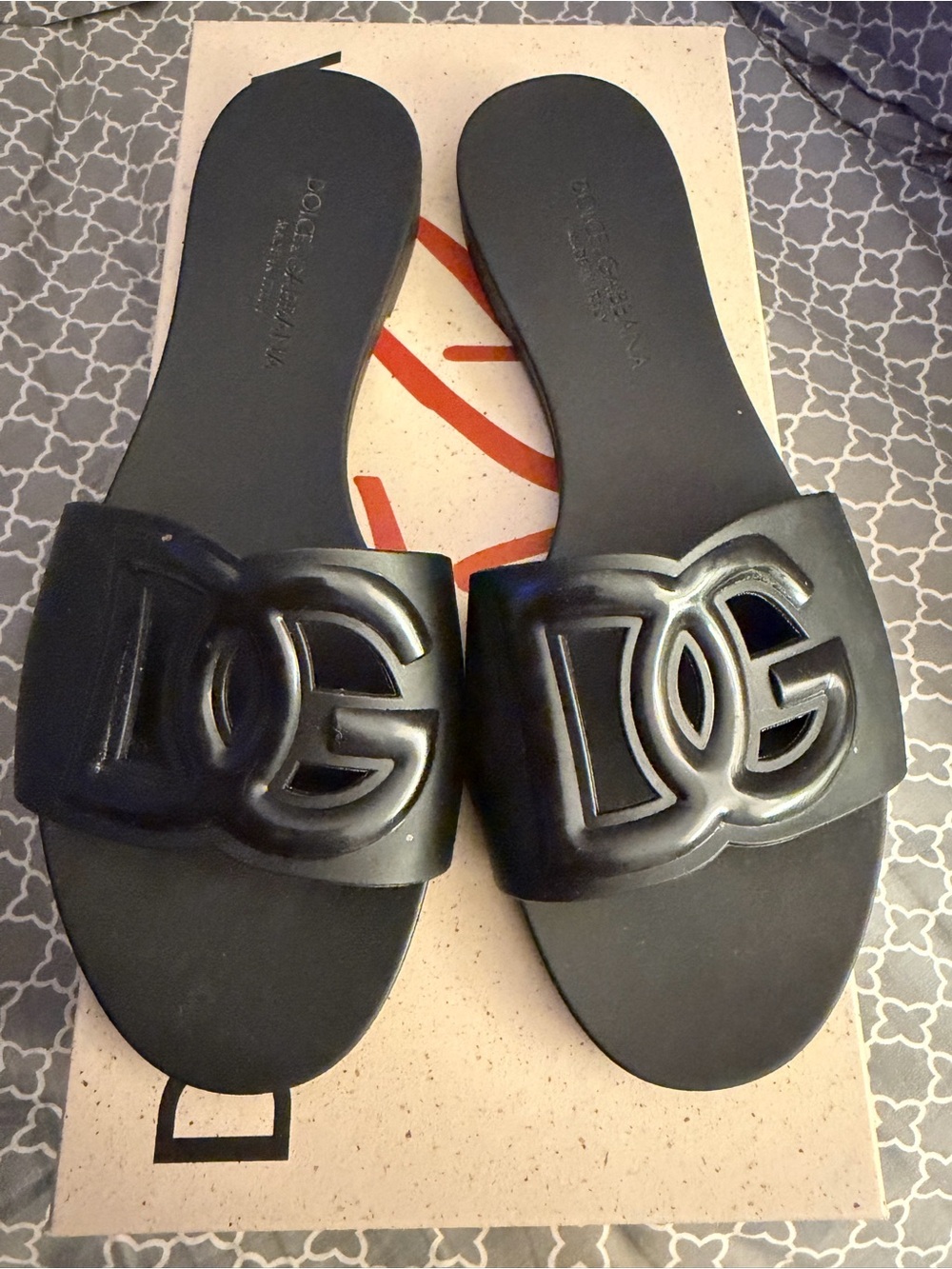 Dolce & Gabbana Black Logo Rubber Slide Sandals